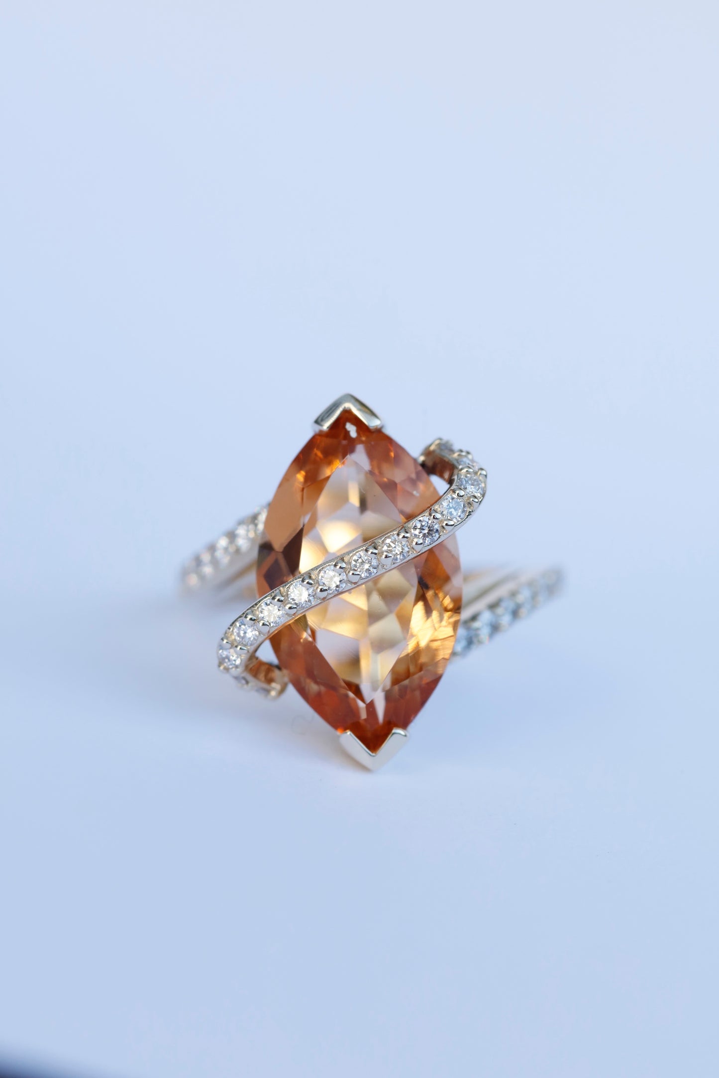 14K Yellow Gold Custom Ladies’ Diamond and Honey Topaz Ring