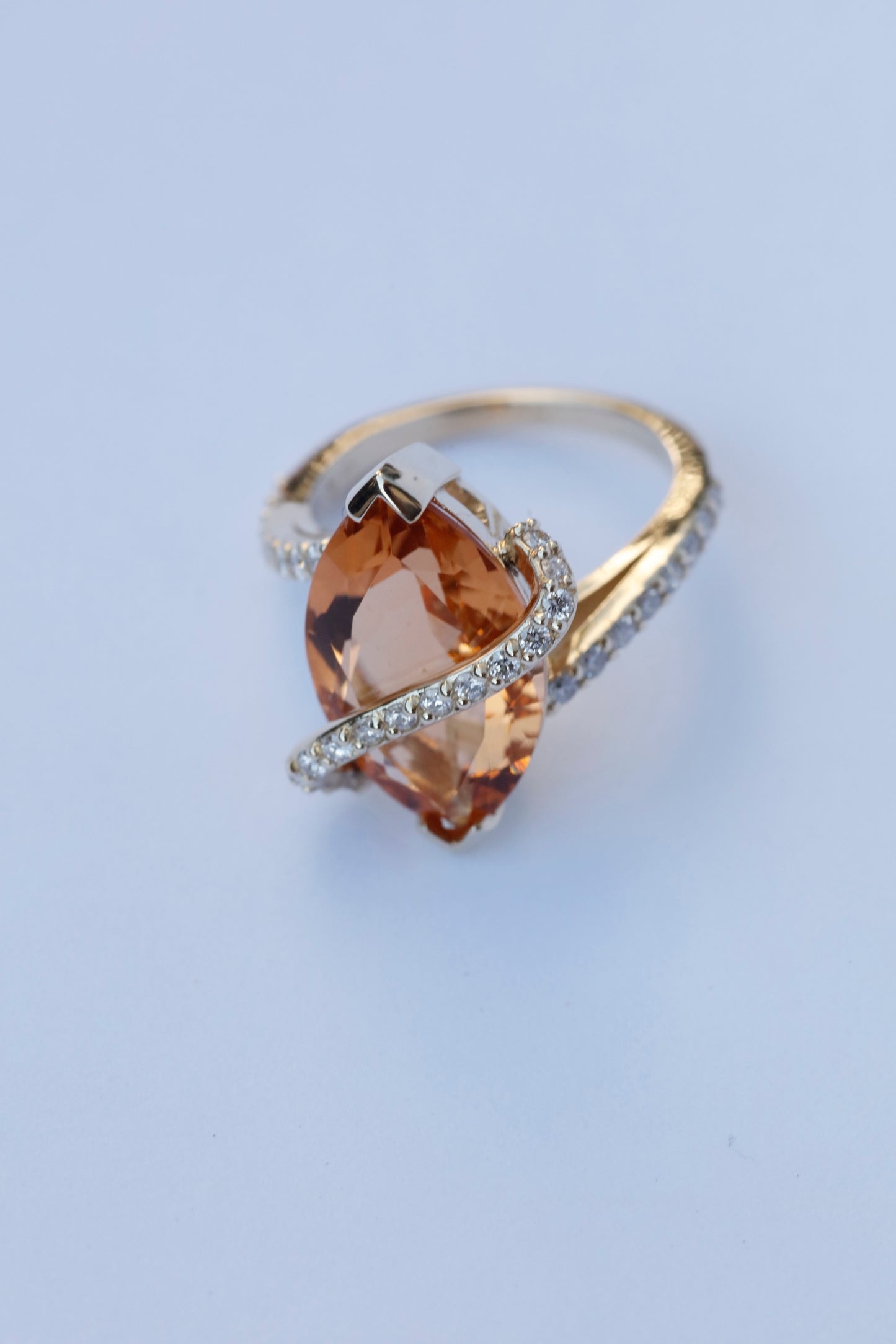 14K Yellow Gold Custom Ladies’ Diamond and Honey Topaz Ring